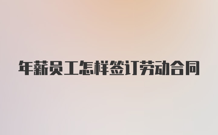 年薪员工怎样签订劳动合同
