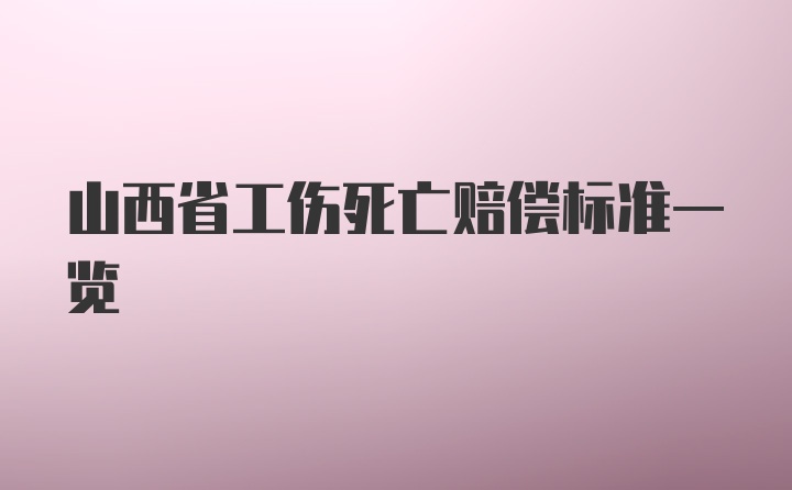 山西省工伤死亡赔偿标准一览