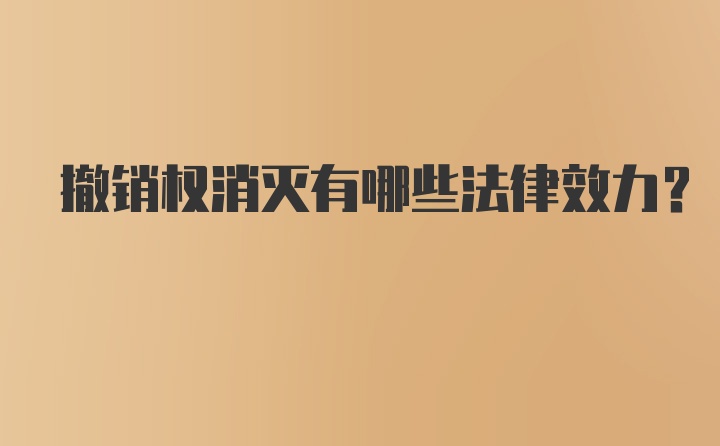 撤销权消灭有哪些法律效力？