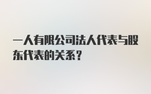 一人有限公司法人代表与股东代表的关系?