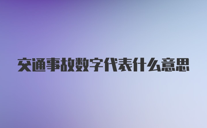 交通事故数字代表什么意思