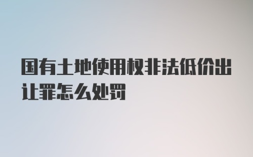 国有土地使用权非法低价出让罪怎么处罚