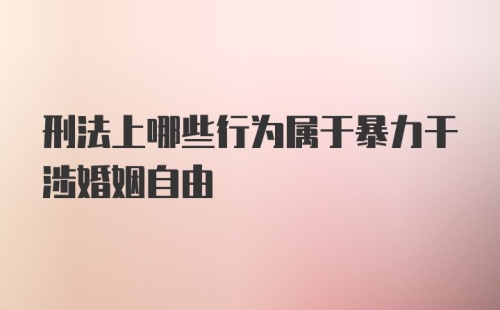 刑法上哪些行为属于暴力干涉婚姻自由