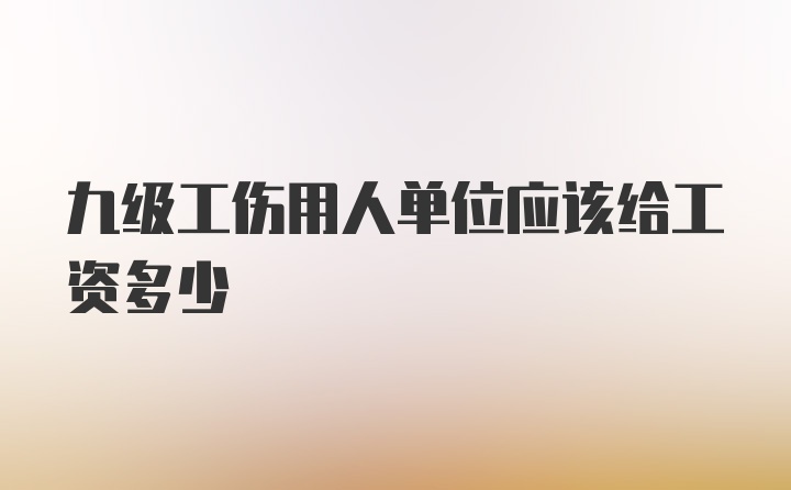 九级工伤用人单位应该给工资多少