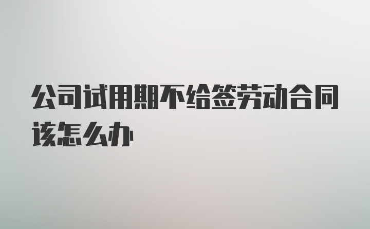 公司试用期不给签劳动合同该怎么办