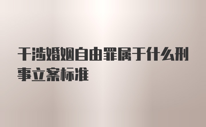 干涉婚姻自由罪属于什么刑事立案标准