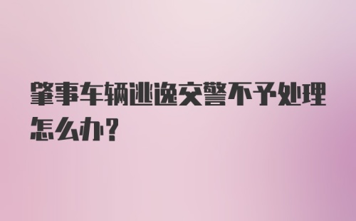 肇事车辆逃逸交警不予处理怎么办?