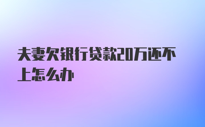 夫妻欠银行贷款20万还不上怎么办