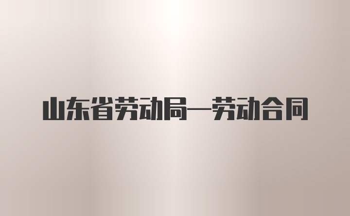 山东省劳动局—劳动合同