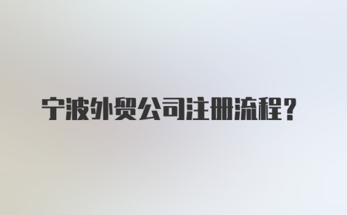 宁波外贸公司注册流程?