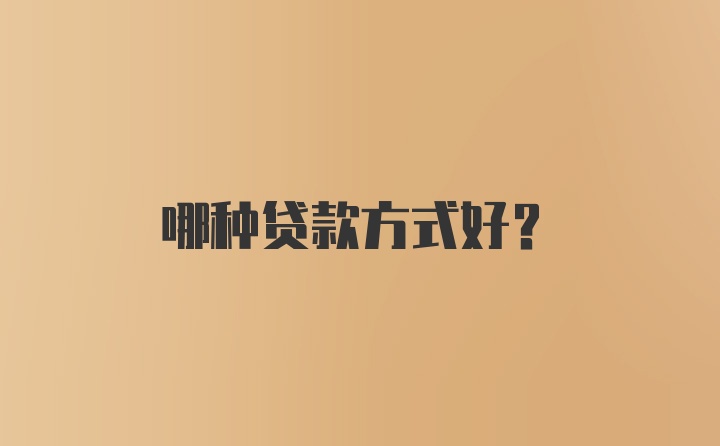 哪种贷款方式好？