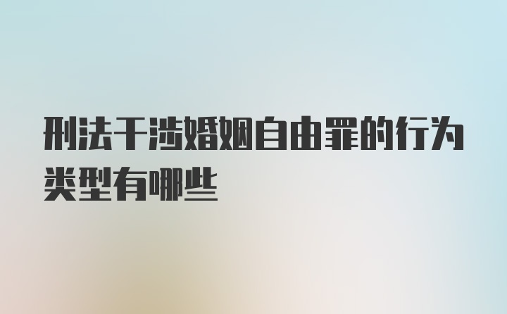 刑法干涉婚姻自由罪的行为类型有哪些