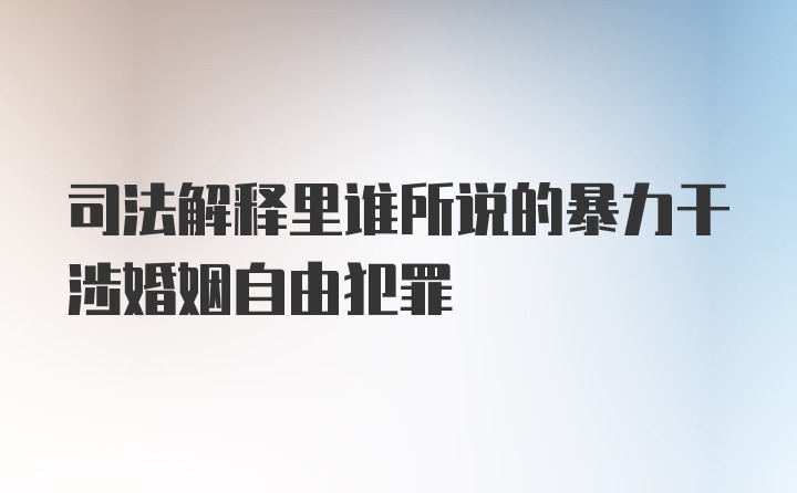 司法解释里谁所说的暴力干涉婚姻自由犯罪