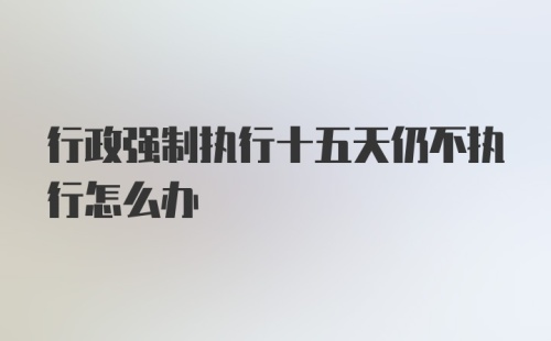 行政强制执行十五天仍不执行怎么办