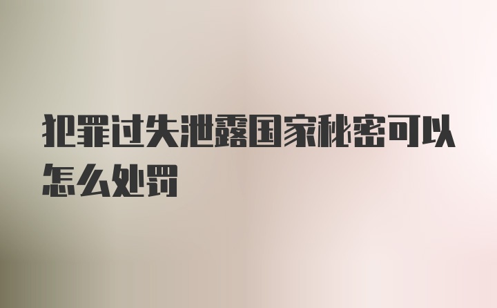 犯罪过失泄露国家秘密可以怎么处罚