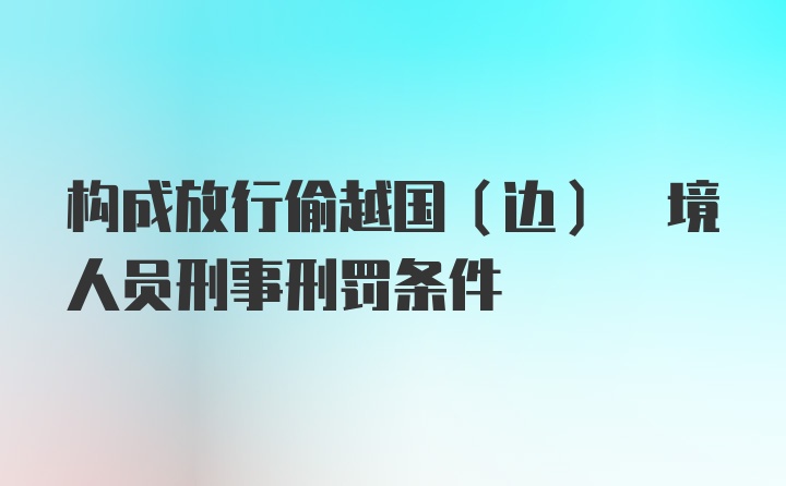 构成放行偷越国(边) 境人员刑事刑罚条件
