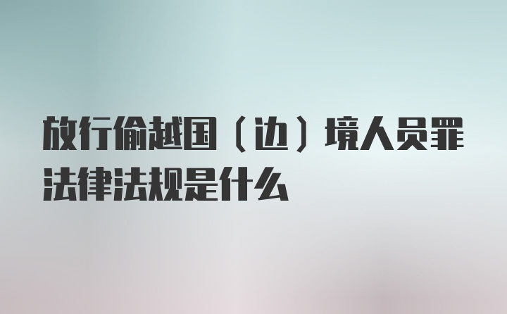 放行偷越国（边）境人员罪法律法规是什么