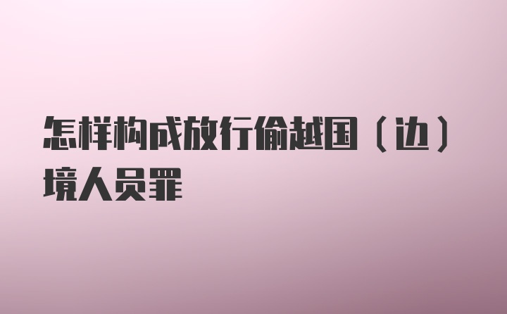 怎样构成放行偷越国（边）境人员罪