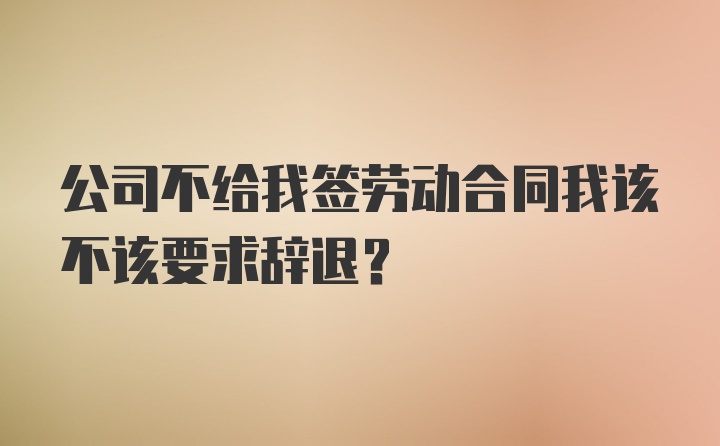 公司不给我签劳动合同我该不该要求辞退？