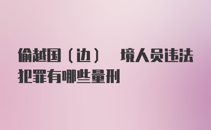 偷越国(边) 境人员违法犯罪有哪些量刑