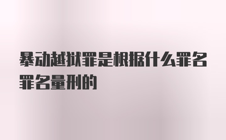 暴动越狱罪是根据什么罪名罪名量刑的