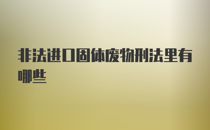 非法进口固体废物刑法里有哪些