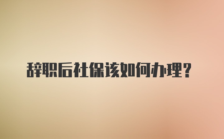 辞职后社保该如何办理?