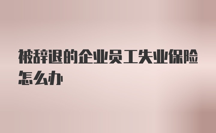 被辞退的企业员工失业保险怎么办