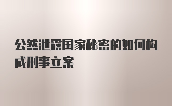公然泄露国家秘密的如何构成刑事立案