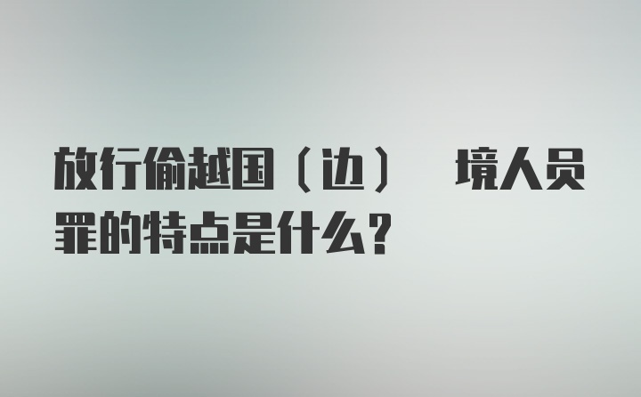 放行偷越国(边) 境人员罪的特点是什么？