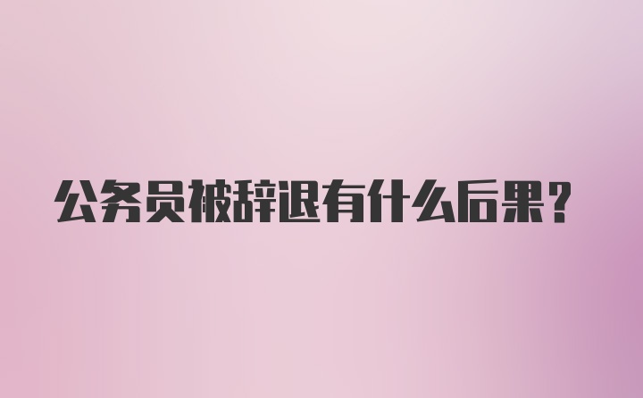 公务员被辞退有什么后果？