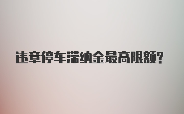 违章停车滞纳金最高限额?