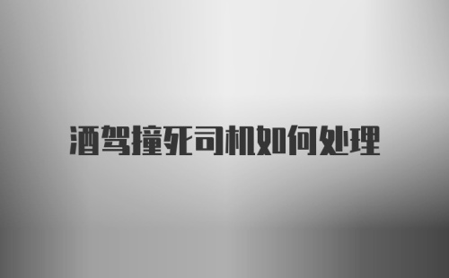 酒驾撞死司机如何处理