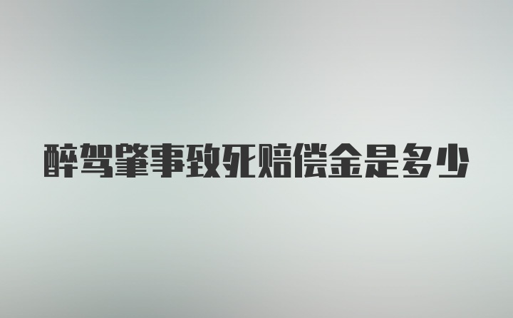 醉驾肇事致死赔偿金是多少