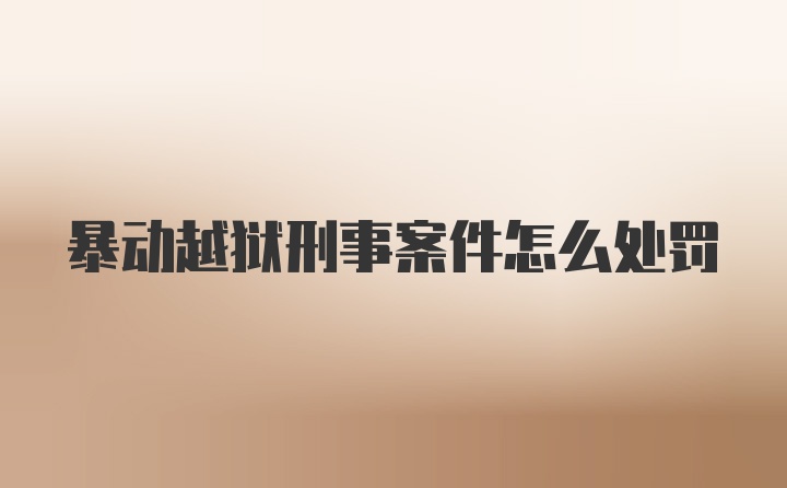 暴动越狱刑事案件怎么处罚