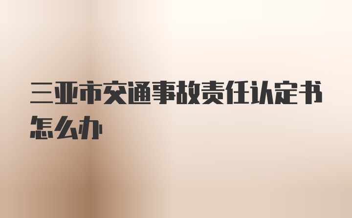 三亚市交通事故责任认定书怎么办