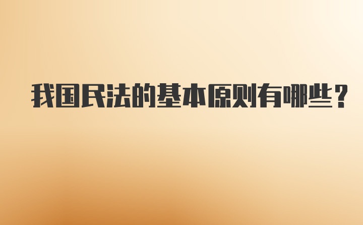 我国民法的基本原则有哪些？