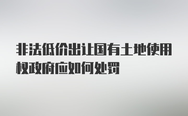 非法低价出让国有土地使用权政府应如何处罚