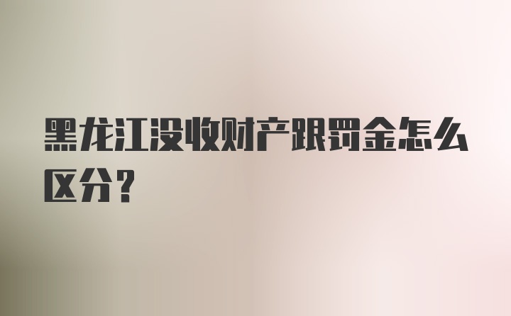 黑龙江没收财产跟罚金怎么区分？