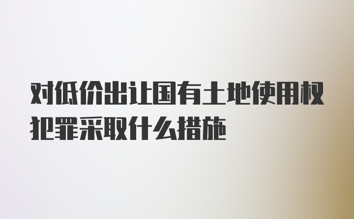 对低价出让国有土地使用权犯罪采取什么措施