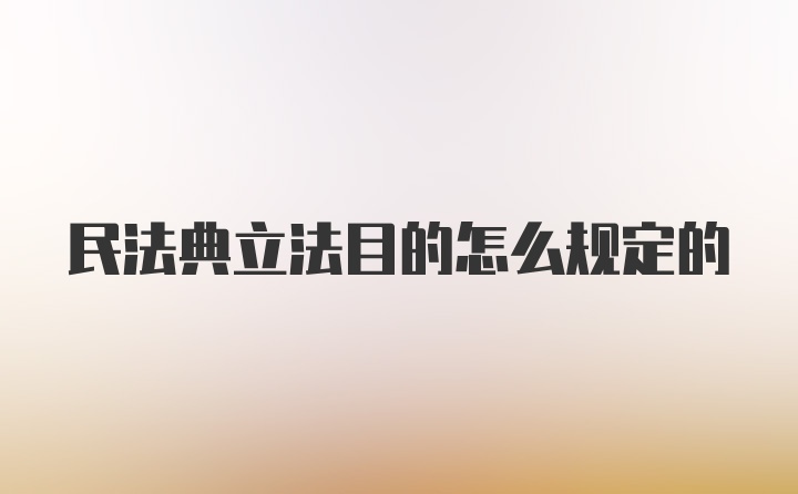 民法典立法目的怎么规定的