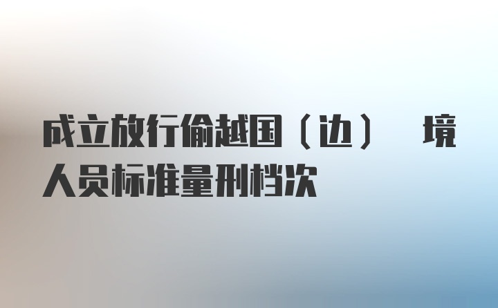 成立放行偷越国(边) 境人员标准量刑档次