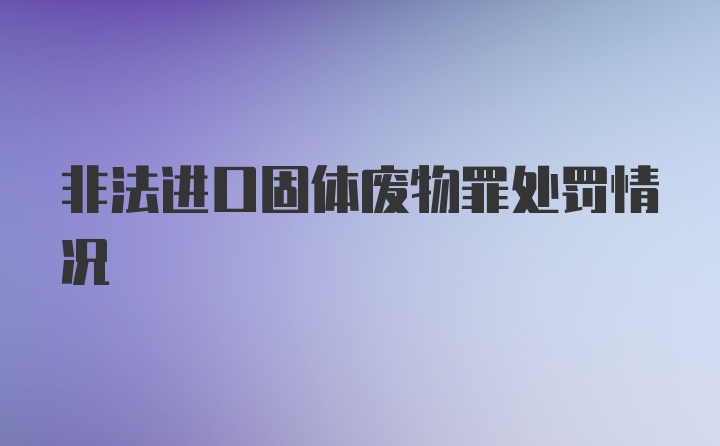 非法进口固体废物罪处罚情况