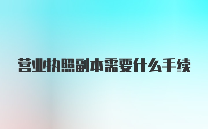 营业执照副本需要什么手续