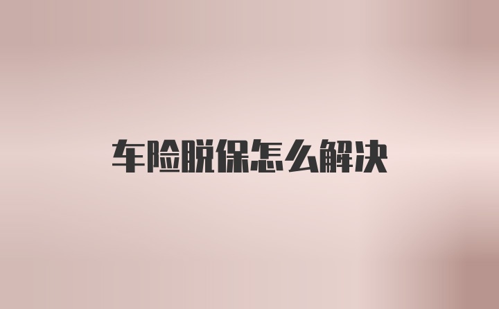 车险脱保怎么解决