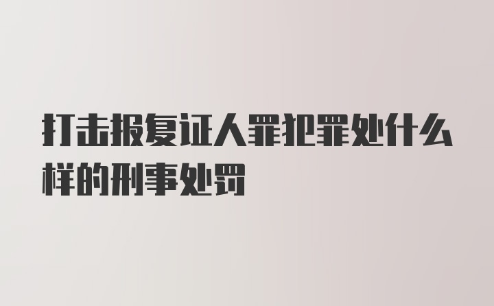 打击报复证人罪犯罪处什么样的刑事处罚