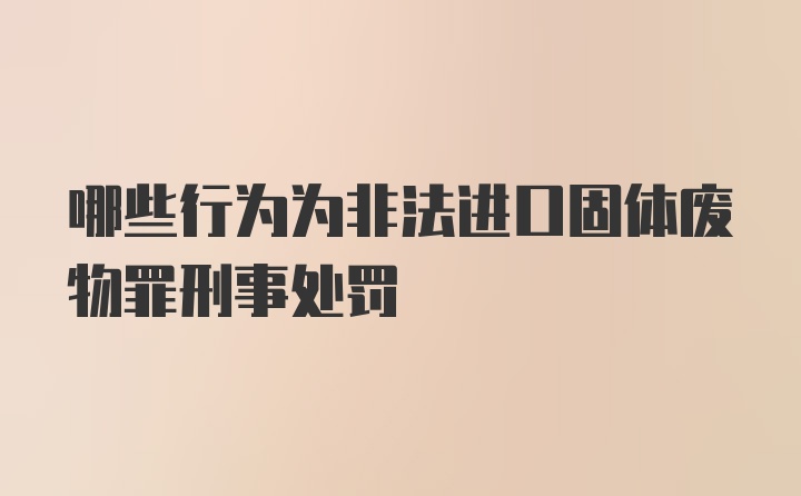 哪些行为为非法进口固体废物罪刑事处罚