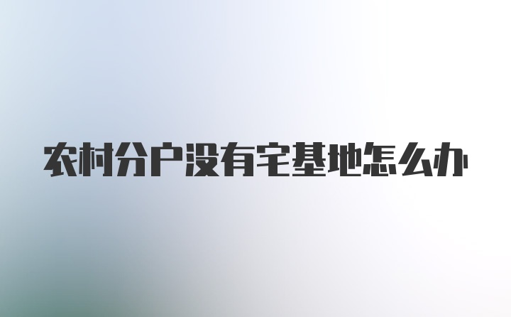 农村分户没有宅基地怎么办