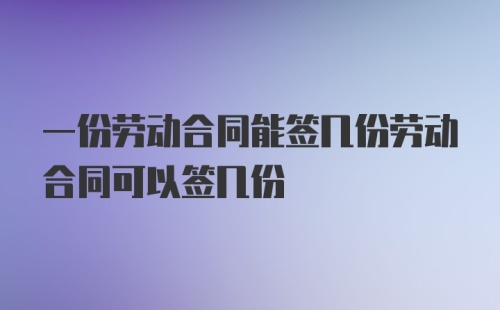 一份劳动合同能签几份劳动合同可以签几份