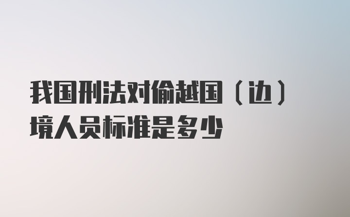 我国刑法对偷越国(边) 境人员标准是多少